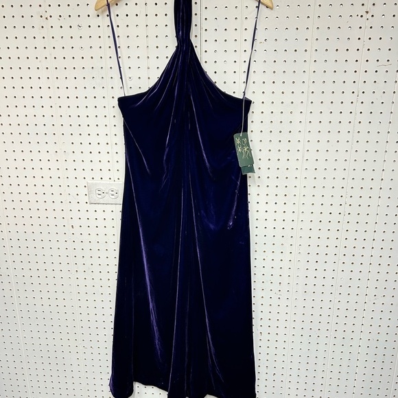 Ralph Lauren Purple Velvet Midi Dress - Picture 2 of 5